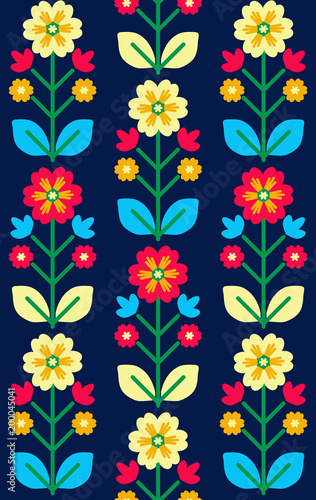 Retro  traditional floral ornament inspired by Ukrainian and Polish  traditional embroider