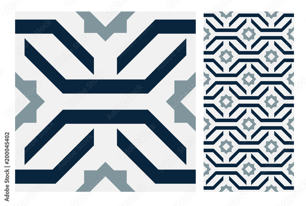Obraz premium vintage tiles patterns antique seamless design in Vector illustration