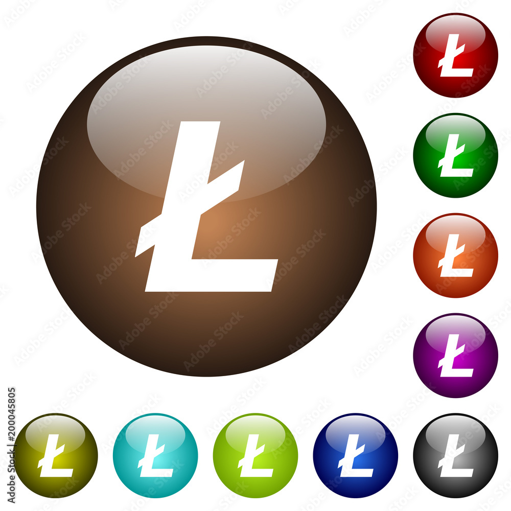 Litecoin digital cryptocurrency color glass buttons Litecoin digital cryptocurrency color glass buttons