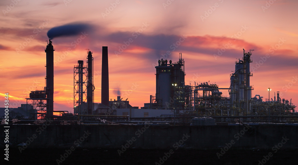 Oil Industry silhouette, Petrechemical plant -  Refinery