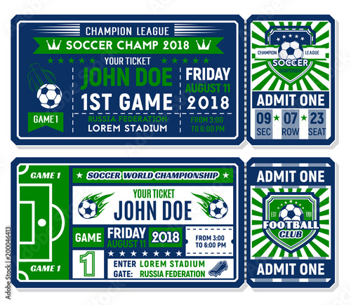 Soccer ticket for football championship match