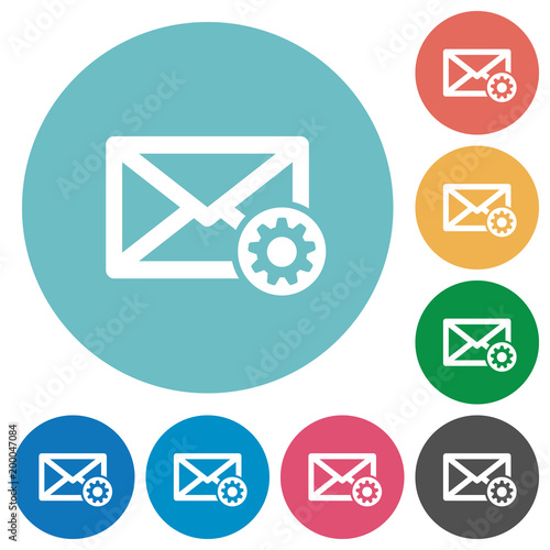 Mail settings flat round icons