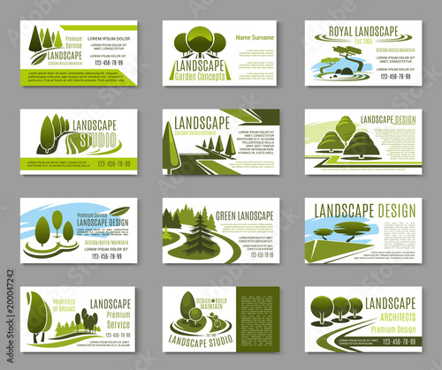 Landscape design studio business card template