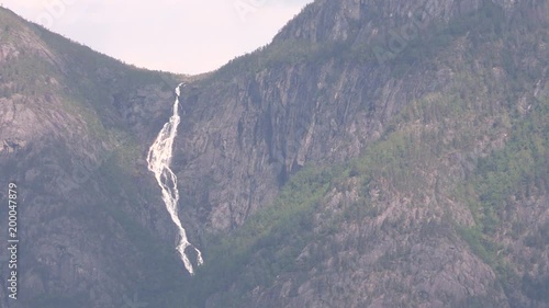 Close up of summit of Fjord in Norway with waterfall. Schnittbild eines Gipfels eines Fjors mit Wasserfall in Norwegen. photo