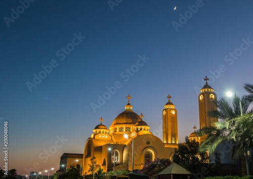 Coptic Orthodox Church in Sharm El Sheikh, Egypt. night