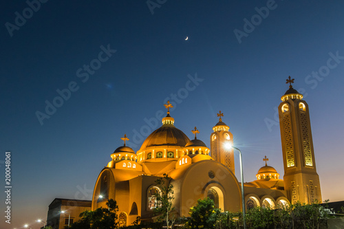 Coptic Orthodox Church in Sharm El Sheikh, Egypt. night