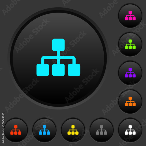 Network dark push buttons with color icons