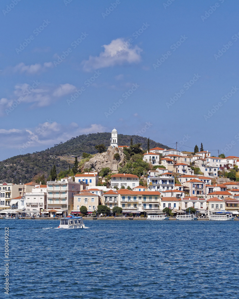 Greece, Poros island scenic view from the sea