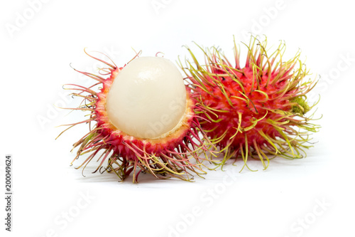 Rongrien Rambutan on white background, Fruit in Thailand