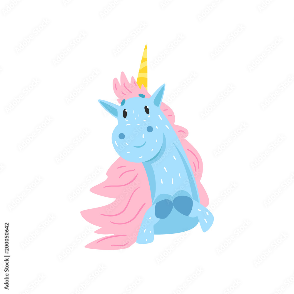 Cute lovely magic unicorn character cartoon vector Illustration on a white background