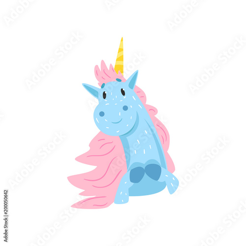Cute lovely magic unicorn character cartoon vector Illustration on a white background