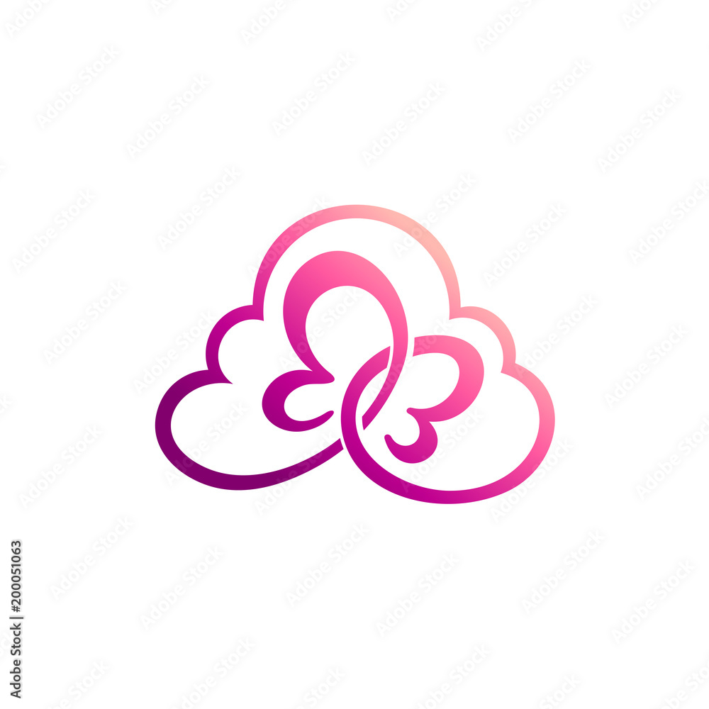 Obraz premium Butterfly In The Cloud, Creative Logo Template Ready For Use