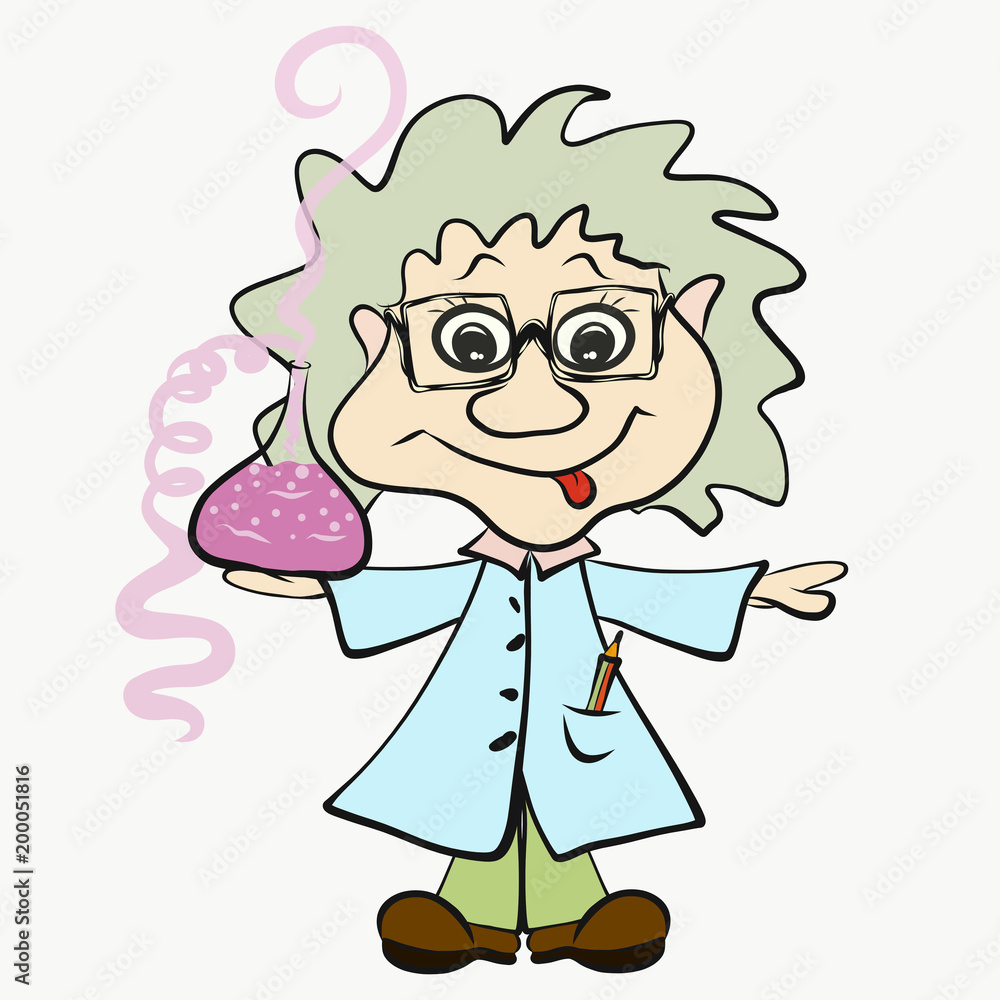 Funny scientist with glasses, experiment Funny scientist with glasses, experiment
