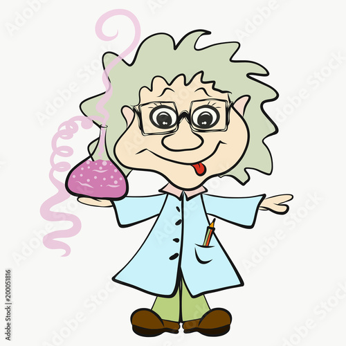 Funny scientist with glasses, experiment