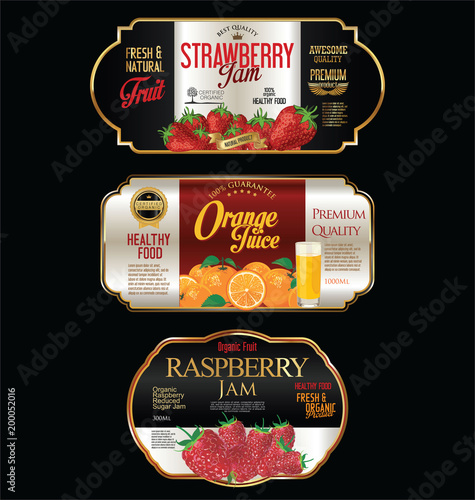 Jam and juice package design vector illustration