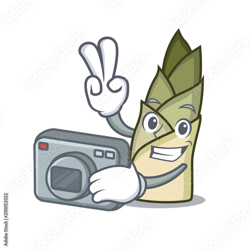 Photographer bamboo shoot mascot cartoon