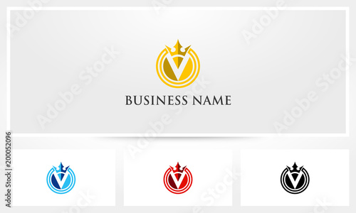 V Letter Alphabet Royal Crown Logo