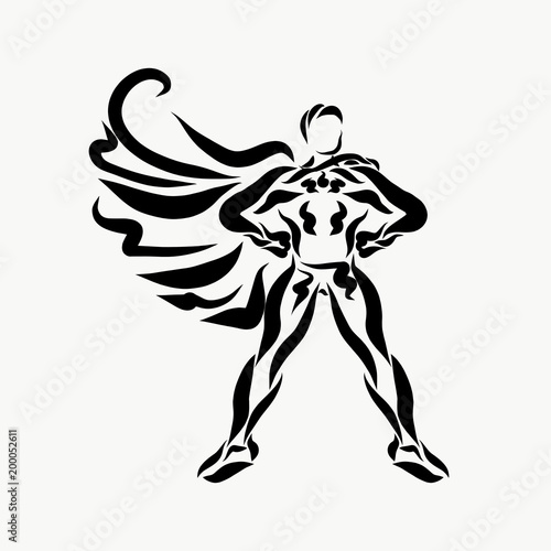 Wallpaper Mural Strong muscular superhero with a developing cloak Torontodigital.ca