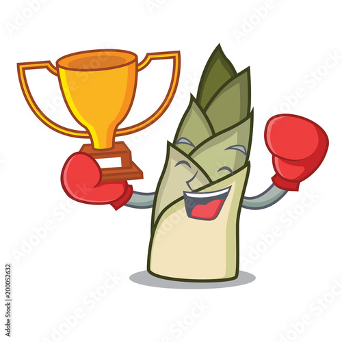 Boxing winner bamboo shoot mascot cartoon