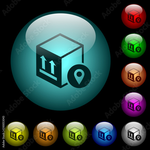 Package tracking icons in color illuminated glass buttons