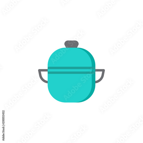 Saucepan flat icon, vector sign, colorful pictogram isolated on white. Cooking pot symbol, logo illustration. Flat style design
