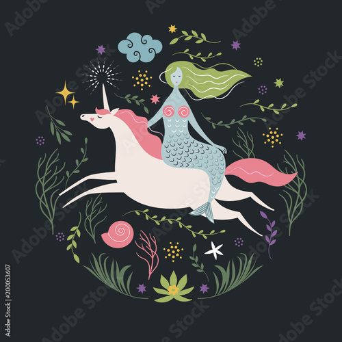 mermaid and unicorn