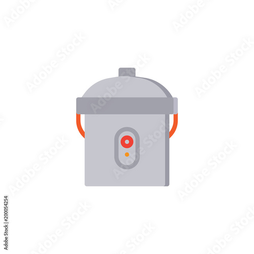 Multi cooker flat icon, vector sign, colorful pictogram isolated on white. Kitchenware rice cooker symbol, logo illustration. Flat style design