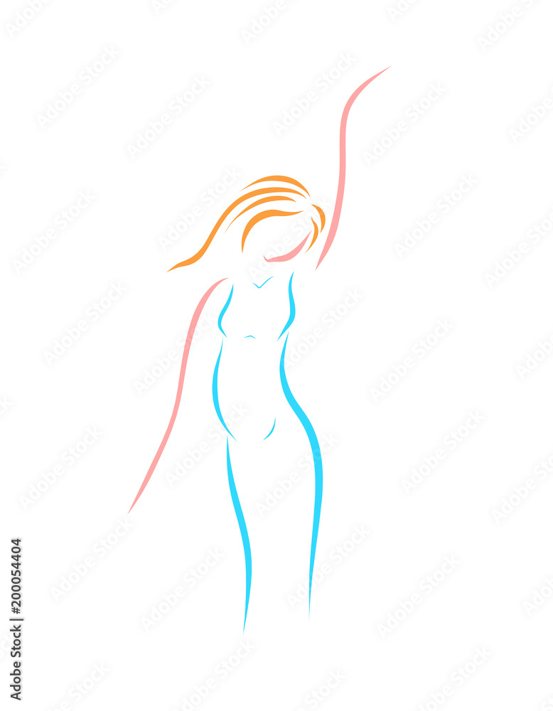 Obraz premium Pregnant woman, gentle logo, several lines