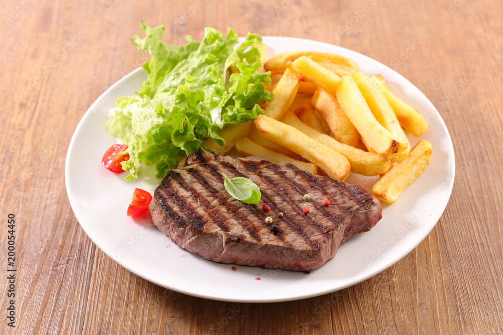 beef barbecue and french fries