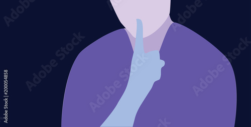 Silence hand gesture, two tones vector photo