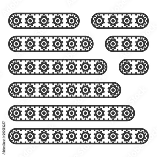 Conveyor Belt Line Set on White Background. Vector