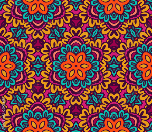 Abstract floral mosaic colorful seamless pattern