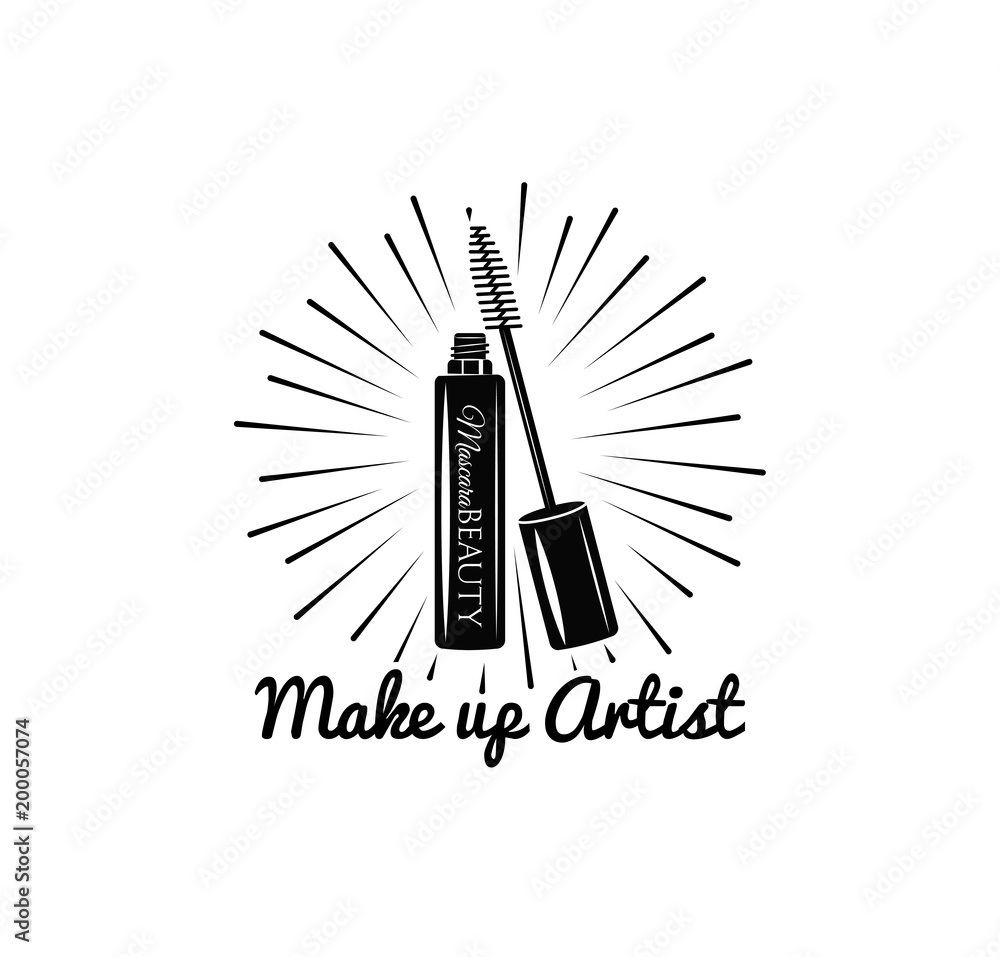 Beauty Salon Label. Mascara for Eyelashes. Eye Makeup. Badge. Make Up Collection. Illustration. Beauty Salon Label. Mascara for Eyelashes. Eye Makeup. Badge. Make Up Collection. Illustration.