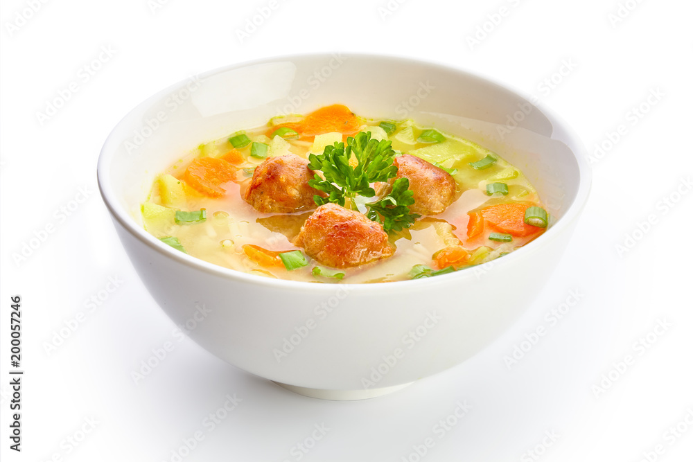 Meatballs in the potato soup. Meatballs in the potato soup.