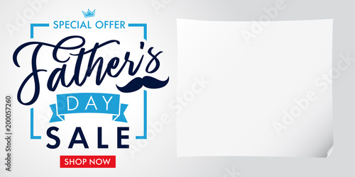 Special offer, Father`s Day sale light banner. Father Day special offer SALE promotion vector calligraphy background
