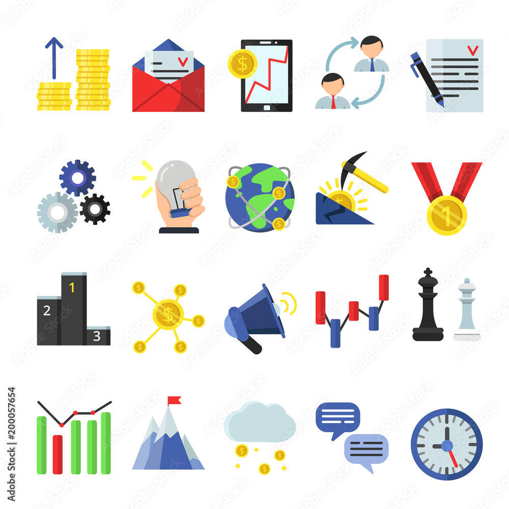 Business icon set in flat style Business icon set in flat style