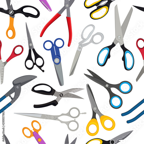 Colored scissors vector pattern