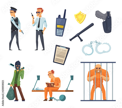 Criminal characters and policemen