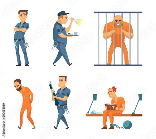 Characters set of guards and prisoners