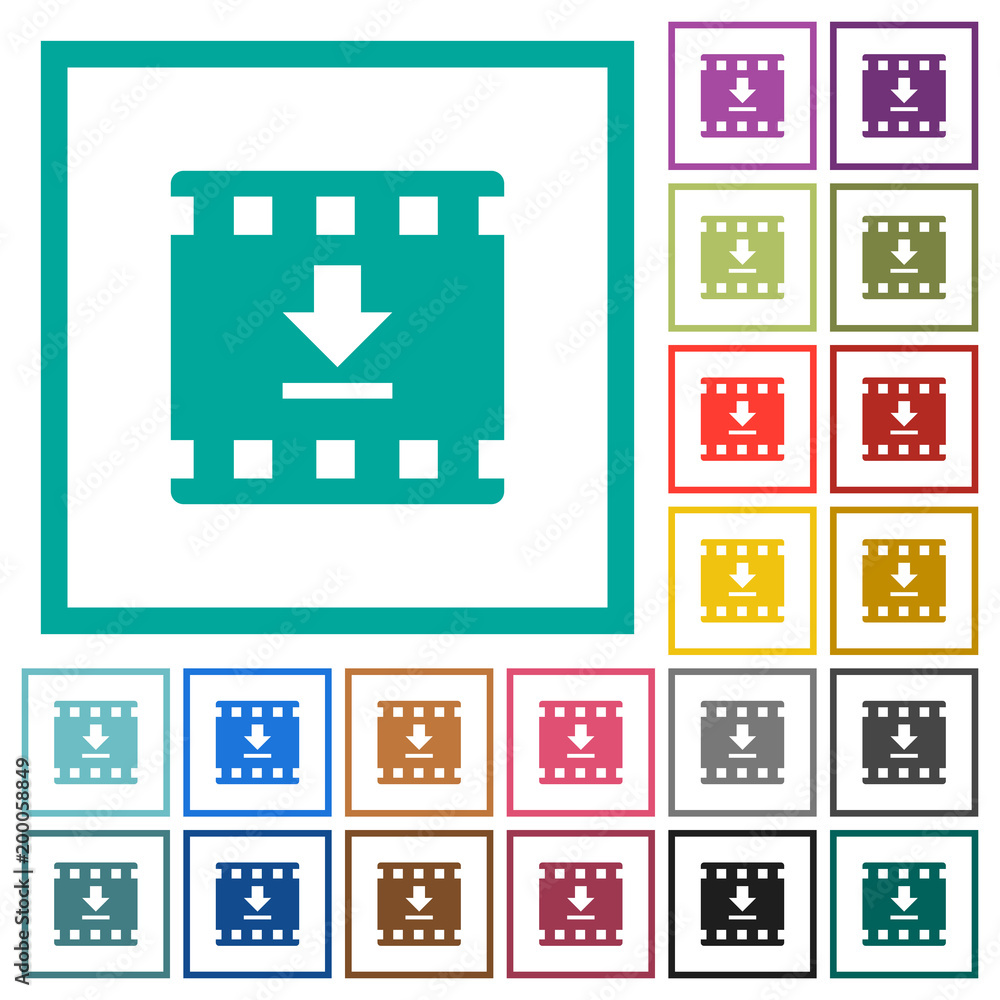 Download movie flat color icons with quadrant frames Download movie flat color icons with quadrant frames