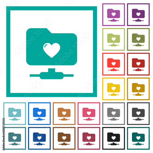 Favorite FTP flat color icons with quadrant frames
