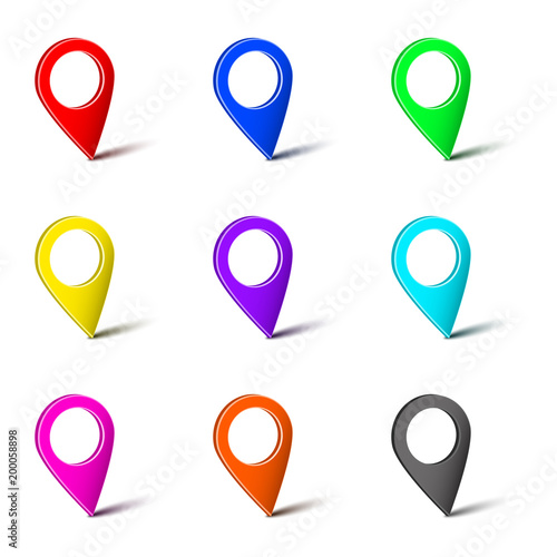 Free Download Set of colorful 3d map pointer marker icon for route map vector graphic idea design concept - GFXLoad