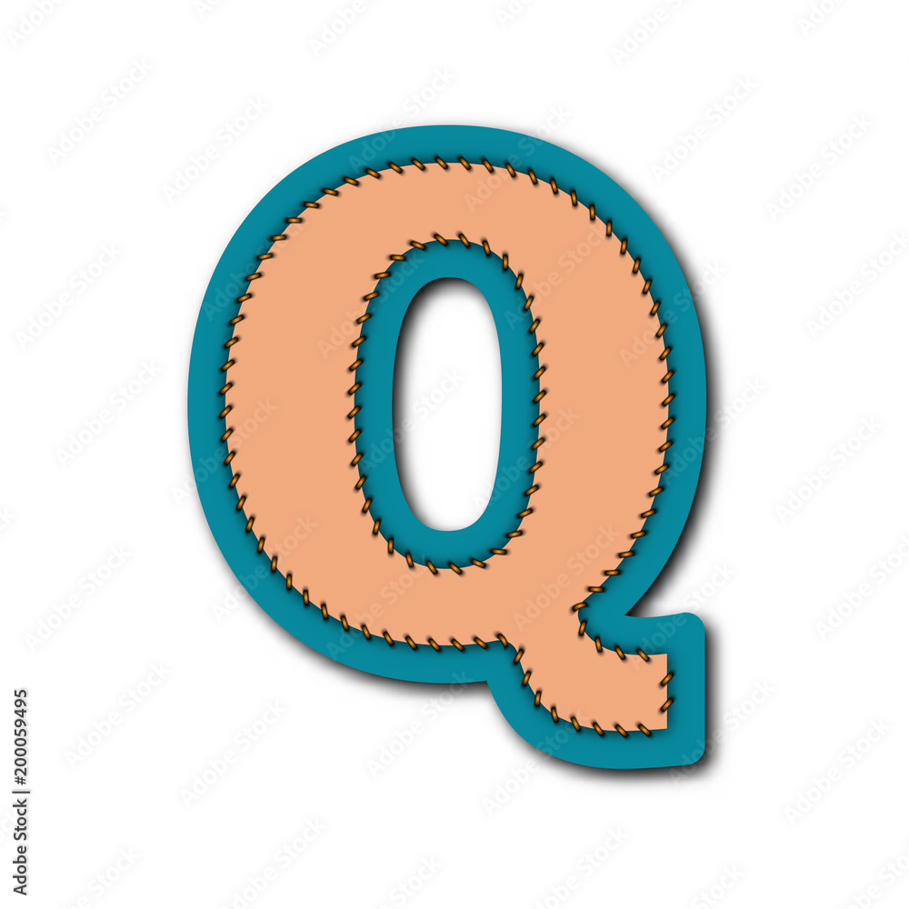 Q character of alphabet in Embroidered patch work concept for vector graphic idea design Q character of alphabet in Embroidered patch work concept for vector graphic idea design