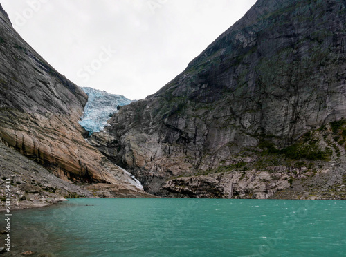Panoramic view to Briksdal Glacier in Norway