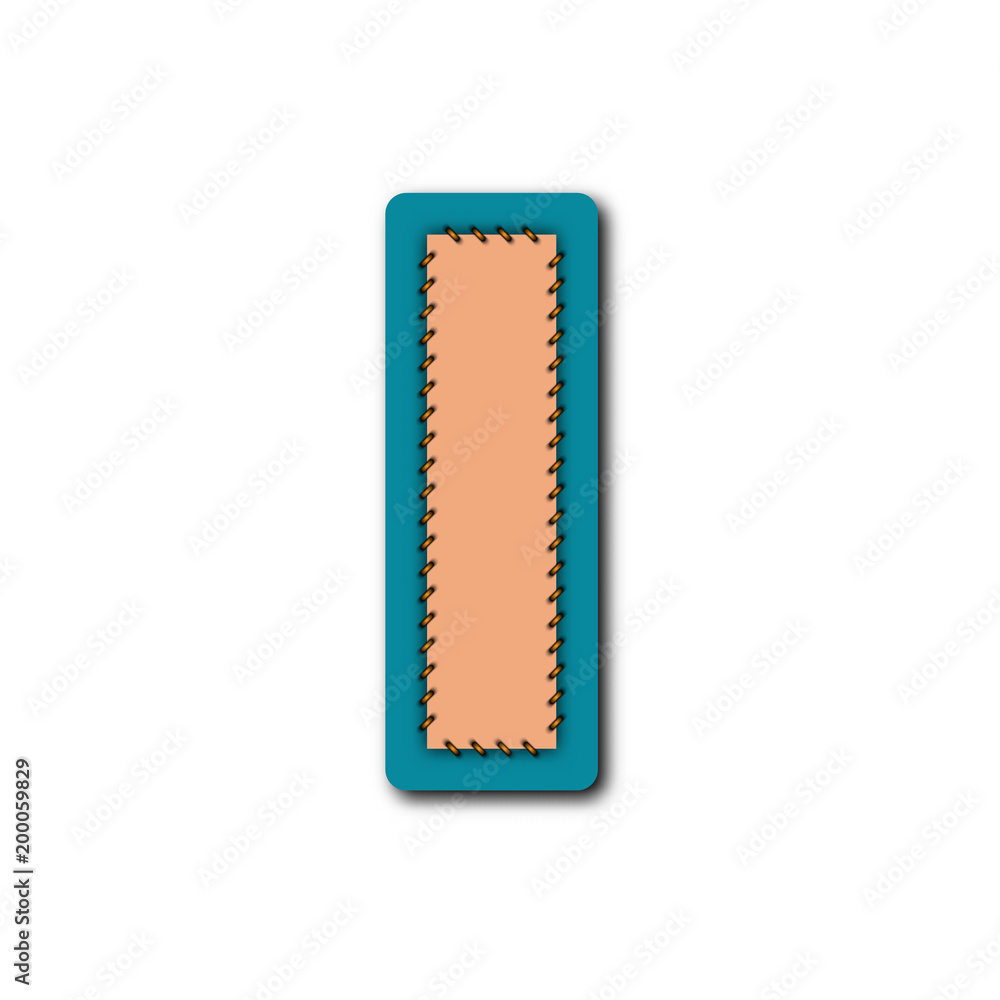 I character of alphabet in Embroidered patch work concept for vector graphic idea design