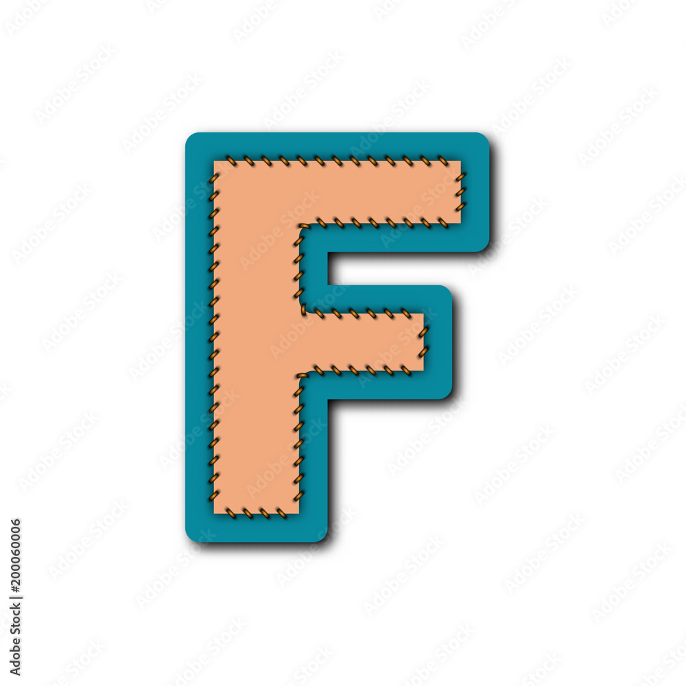 F charactor of alphabet in Embroidered patch work concept for vector graphic idea design F charactor of alphabet in Embroidered patch work concept for vector graphic idea design