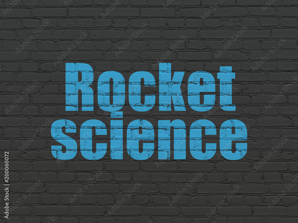 Obraz premium Science concept: Painted blue text Rocket Science on Black Brick wall background