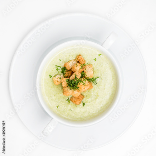 cream soup with croutons.