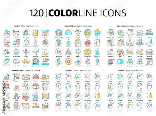 120 Color line icons photo