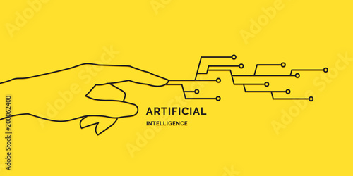 Artificial intelligence. Conceptual illustration on the theme of digital technologies.